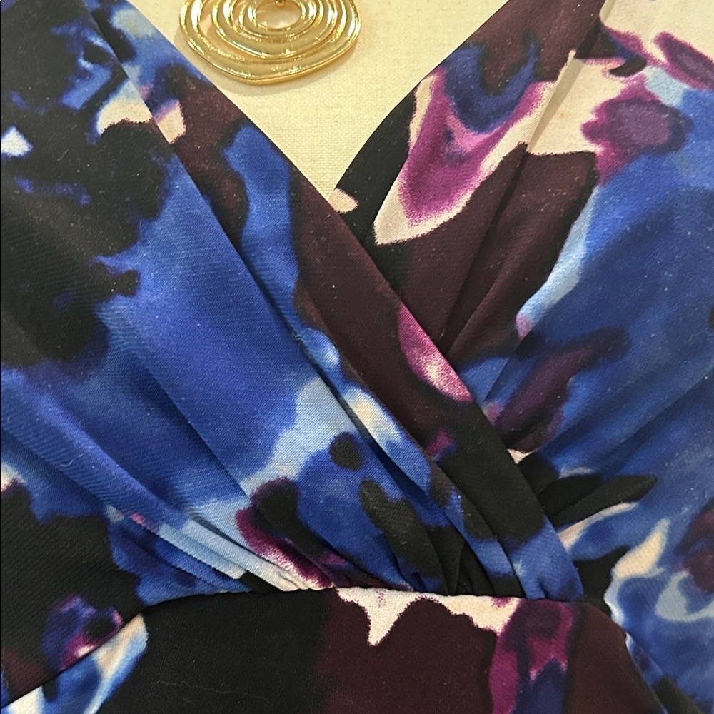 Ralph Lauren Blue and Purple Floral Midi Dress   JT - Picture 6 of 8
